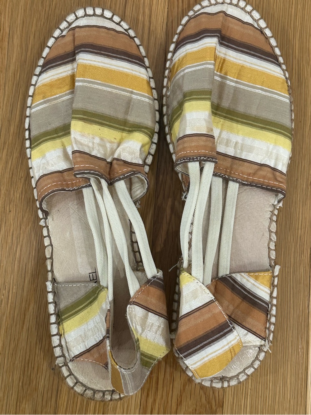 Eric Michaels Striped earth tone Silk Espadrille Shoes Boho Festival coastal